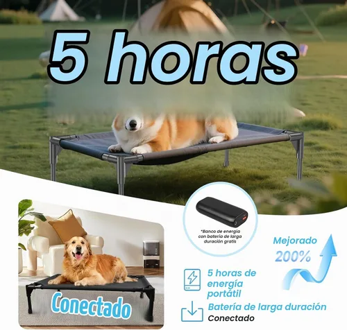 Vista 5 de Cama elevada para perros con 4 módulos de refrigeración, cubierta de PVC, base antideslizante y marco de acero inoxidable para perros, gatos