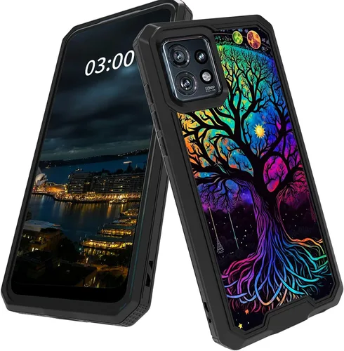 Vista 11 de Funda para Motorola Edge Plus para Moto Edge Plus 2023 con diseño de patrón de mariposa artística a prueba de caídas de policarbonato duro de doble