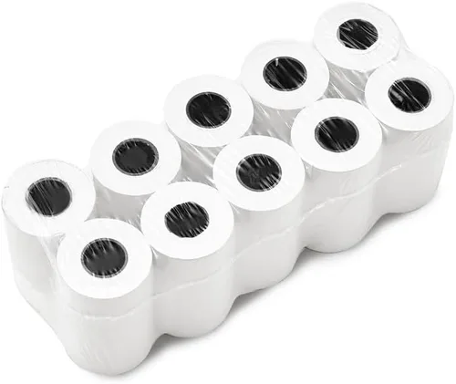 Vista 2 de (5 paquetes de 10 rollos) rollos de papel térmico de 2 1/4 x 55 (50 rollos) especialmente hechos para Clover Flex Mini, Square Terminal, Ingenico VX