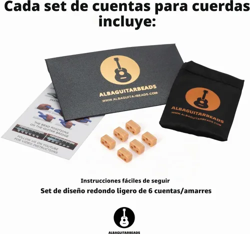 Vista 6 de Cuentas de puente de guitarra clásica – Bloques de corbata con patrón de madera clara para cuerdas de nailon y carbono – Compatible con guitarras