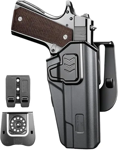 Vista 9 de GUN & FLOWER Paddle OWB Holster for Glock 17/19, Taurus G2C/G3C, 1911 5" No Rail, with Molle Adapter, Index Finger Release, 360° Adjustable Paddle