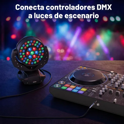 Vista 6 de Paquete de 2 cables de iluminación de escenario DMX de 4 pies, cable XLR macho a hembra de 3 pines, compatible con conexión de audio de micrófono