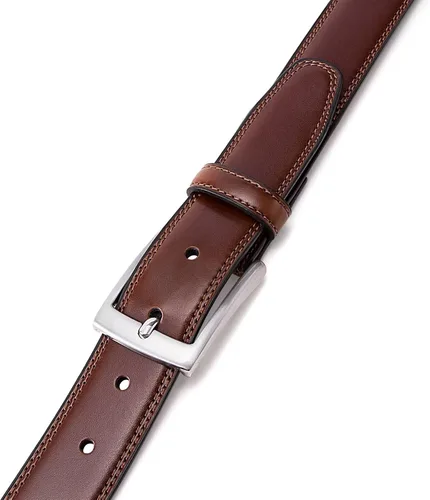 Vista 3 de MILORDE Cinturón de vestir de cuero genuino para hombre, hecho a mano, 100% cuero de vaca, diseños clásicos y modernos para trabajo, negocios y uso
