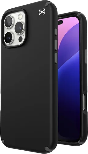 Vista 15 de Speck PRESIDIO2 PRO - Funda para iPhone 17, compatible con MagSafe, funda protectora delgada, color negro/gris pizarra/blanco