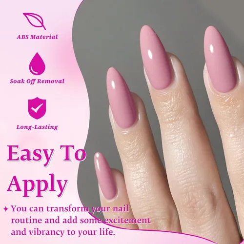 Vista 3 de 240 uñas postizas de color rosa gelatina, uñas postizas medianas con Rosado jalea