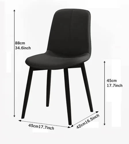 Vista 3 de Juego de sillas de comedor modernas, de piel sintética con asiento tapizado de 1.6 in, patas de acero al carbono de mediados de siglo, silla Beige