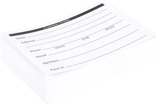 Vista 4 de Okuna Outpost Tarjetas de perfil de cliente – Suministros de oficina de salón para estilistas – Tarjetas de índice de contacto duraderas de 8.82