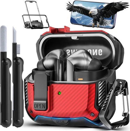 Vista 11 de Lock Fit Diseñado para Samsung Galaxy Buds3 FE (2025) / Buds3 Pro (2024) / Funda Buds 3 (2024), con kit de limpieza Cuerpo completo Resistente a
