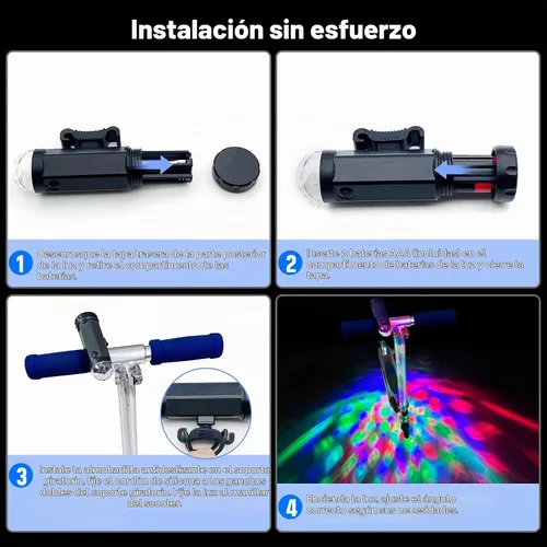 Vista 5 de Luz LED para scooter de discoteca, accesorios de luz para scooter, color RGB y patrones dinámicos, compatible con manillar de scooter, ángulo