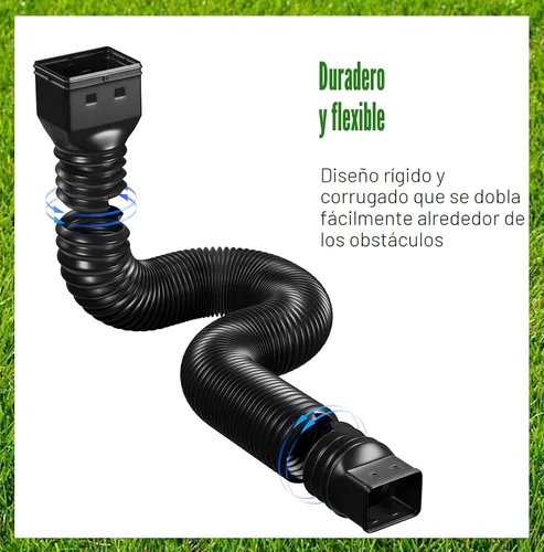 Vista 6 de Paquete de 2 extensiones flexibles de canaleta de lluvia, extensor de boquilla de descenso, extensible de 21 a 68 pulgadas, tornillos incluidos