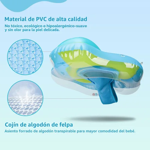 Vista 2 de Free Swimming Baby Flotador inflable de natación para bebé con toldo para el sol, tamaño mejorado, flotadores de piscina para niños de 3 a 36 meses