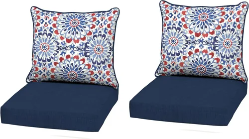 Vista 19 de Arden - Juego de cojines de asiento profundo para exteriores, 22x24, Alana Tile