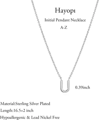 Vista 18 de Collares con iniciales para mujer, delicado collar de letra plateada con nombre personalizado con monograma, collar simple y lindo con inicial