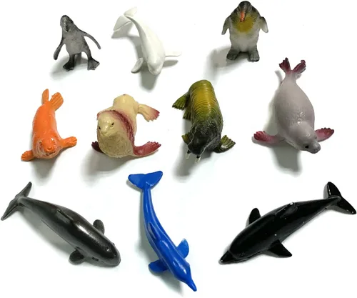 Vista 3 de Paquete de 50 mini figuras de vinilo de plástico de animales marinos del océano, figuras realistas bajo el mar, regalo de baño para niños