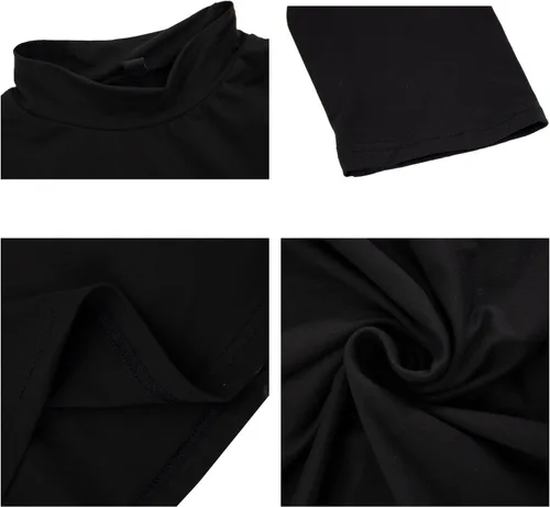 Vista 5 de Camisetas de cuello alto falso de moda para hombre, suéter de manga larga, diseño básico, camiseta interior ajustada