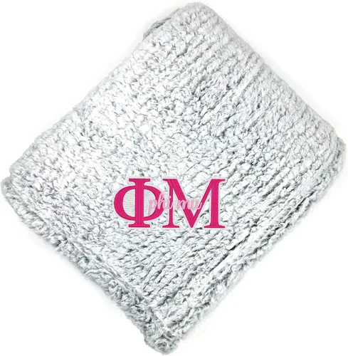 Vista 18 de Go Greek Chic Alpha Chi Omega - Manta de sherpa bordada (azul marino)