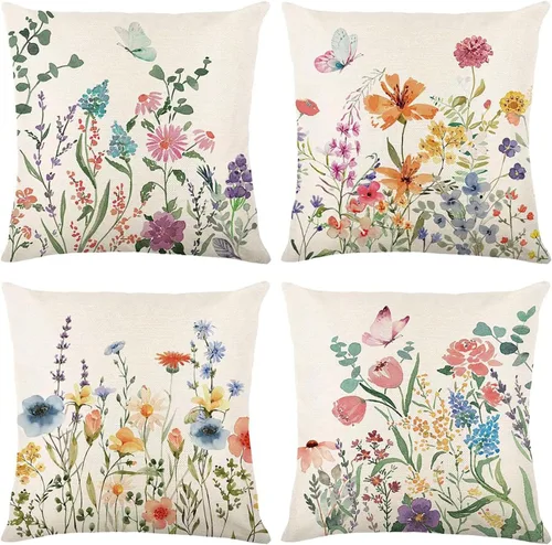 Vista 17 de ONFAON Decoraciones de Navidad - Fundas de almohada de Navidad 18x18, juego de 4, decoración navideña para sofá, sofá cama, cojín, decoraciones
