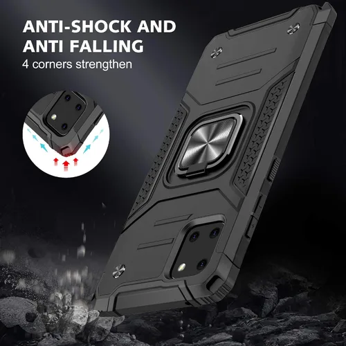 Vista 6 de Asuwish Funda para teléfono Samsung Galaxy Note 10 Lite con protector de pantalla de vidrio templado y soporte de anillo delgado híbrido protector