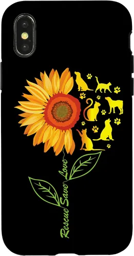 Vista 4 de iPhone 14 RESCUE SAVE LOVE - Funda de pata de girasol para gatos y perros