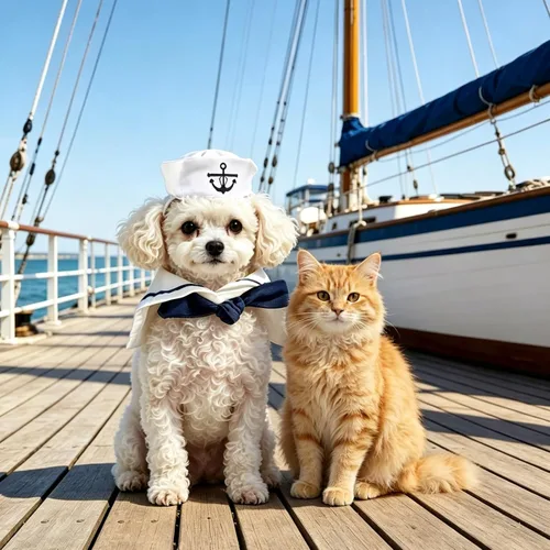 Vista 3 de NAMSAN Disfraz de marinero para mascotas, perros pequeños, conejos, sombrero de marinero de gato de Halloween con cuello de corbata, capa de Blanco