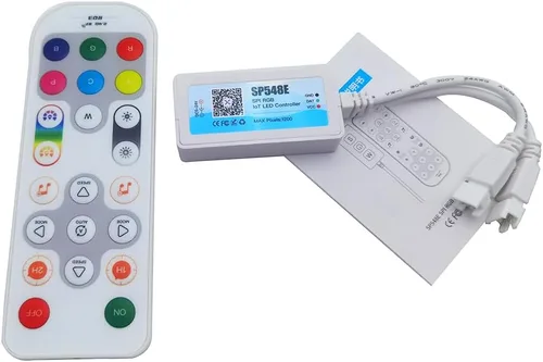 Vista 2 de SP548E SPI RGB LED Controlador WiFi Bluetooth 5V 12V 24V WS2811 WS2812B RGB LED Tira de luz 0.08 oz RF Control Funciona Dual Salida Alexa Smart