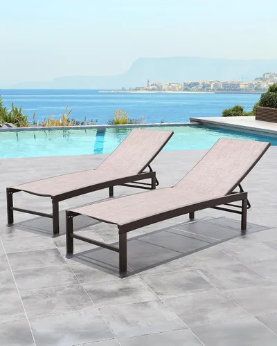 Vista 14 de Chaise Lounge Outdoor Pool Lounge Juego de 2 sillas de bronceado (beige)