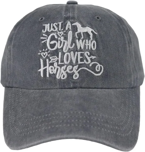 Vista 12 de Just Girl Who Loves Horse - Gorra de béisbol ajustable de algodón lavado para mujer