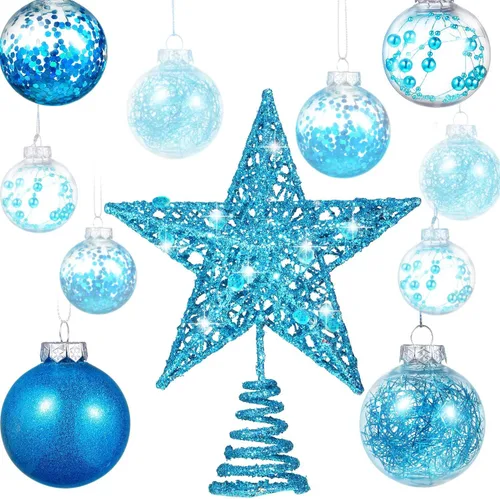 Vista 13 de Gejoy Juego de 25 Adornos de Navidad Adornos de Bola de Navidad con Adorno de Estrella en la Parte Superior del Árbol Adornos Colgantes