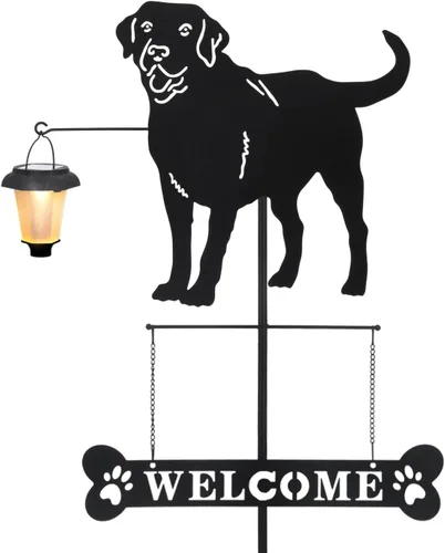 Vista 14 de BAYN Letrero de bienvenida de corgi de raza solar con silueta de perro con una linterna para jardín, césped, patio, camino Corgi Gift, Bone Shaped
