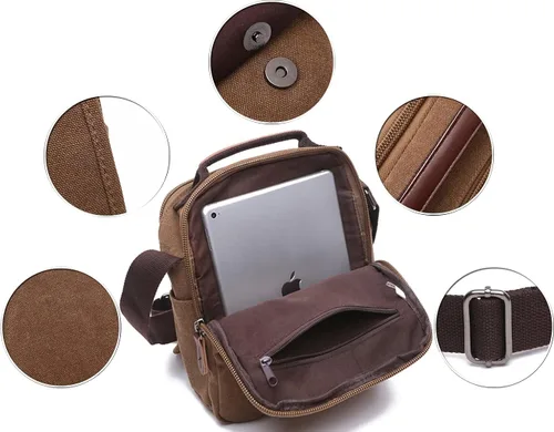 Vista 5 de Sechunk Bolsas pequeñas de lona de hombro bolsa de viaje bolsa de negocios bolsa de trabajo para hombres y mujeres