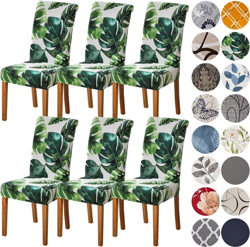 Vista 75 de HZDHCLH Juego de 4 fundas para sillas de comedor color burdeos, fundas elásticas de elastano para sillas Parsons, paquete de 4, fundas de asiento