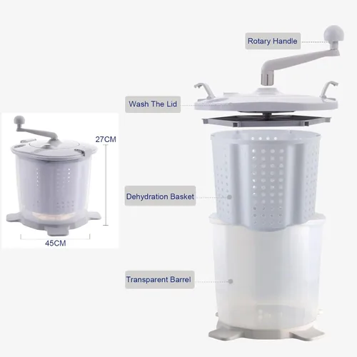 Vista 2 de Lavadora manual portátil no eléctrica Spin Dryer Combo, Mini lavadora de mano Lavandería Spinner, Ropa compacta Ropa interior Calcetín Lavadora
