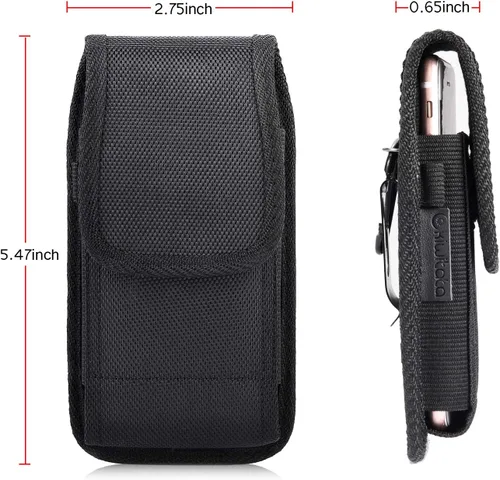 Vista 5 de Funda de nailon para iPhone 13 Mini /SE2, funda vertical resistente para cinturón con clip para cinturón para iPhone 8 7 6S 6 iPhone 12 Mini SE