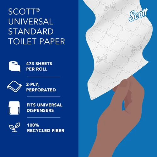 Vista 10 de Scott Professional 100% Fibra Reciclada Rollo Estándar de Papel Higiénico a Granel (13217), 2 Capas, Diseño Elevado, Blanco, Envuelto