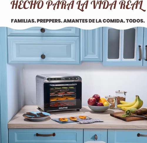 Vista 5 de Gourmia Deshidratador de alimentos de 8 bandejas – Secador digital de alimentos de acero inoxidable para carne seca, frutas y hierbas, control