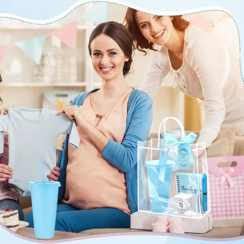 Vista 6 de Nuogo - Juego de 2 premios de ducha para padres para adultos, regalo de despedida de soltera, vaso de plástico, cuaderno con vela perfumada, bolsa