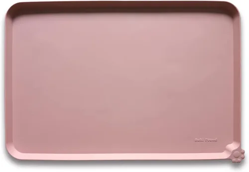 Vista 32 de Hoki Found - Bandeja de silicona para comederos de perros y gatos, tapetes impermeables para comida y agua, color caramelo