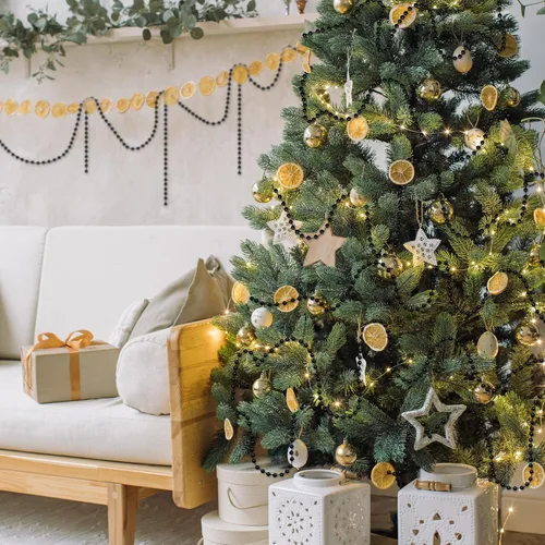 Vista 4 de Guirnalda de 100 pies para árbol de Navidad, decoraciones de cuentas de Navidad negras, decoraciones de árbol de Navidad, guirnalda de perlas Negro