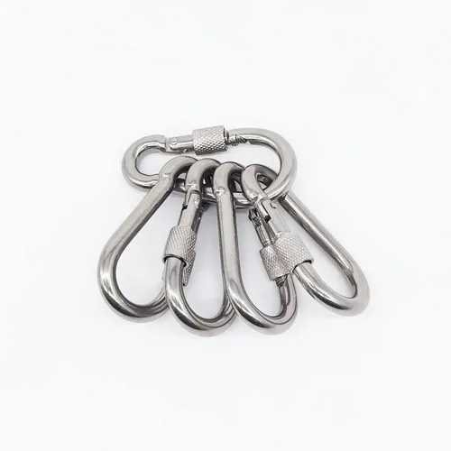 Vista 2 de Xindejia 5 Pack-2.75 Inch 304 Stainless Steel Silver Spring Hook Buckle,Clip Carabiner,Keychain, Snap, Link, Keyring,Dog Chain Belt Buckle