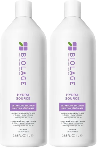 Vista 11 de BIOLAGE Hydra Source - Solución desenredante para cabello seco, desenreda y controla la estática para menos encrespamiento y se escapa, sin parabenos
