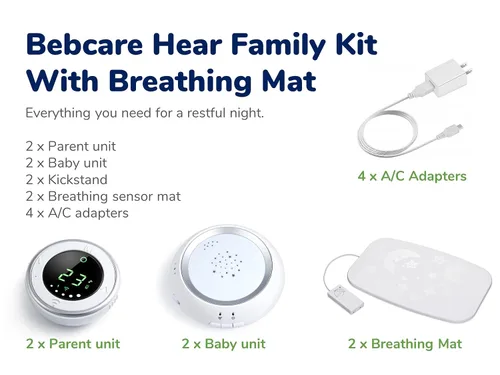 Vista 9 de Bebcare Hear Audio - Monitor de bebé con tecnología ultra baja de seguridad contra la radiación, sensor de respiración, luz nocturna y silenciador