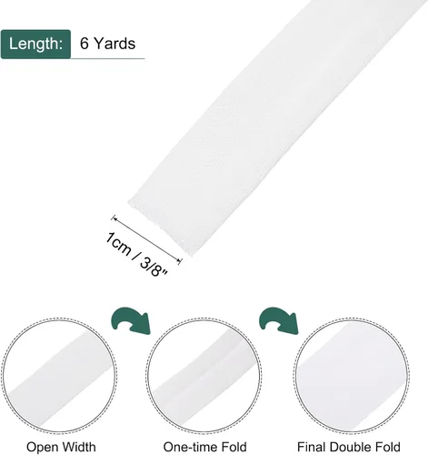 Vista 314 de MECCANIXITY Cinta al bies de doble pliegue de 1/2 pulgada de poliéster continuo a granel para costura, costura, dobladillo, encuadernación y Beige