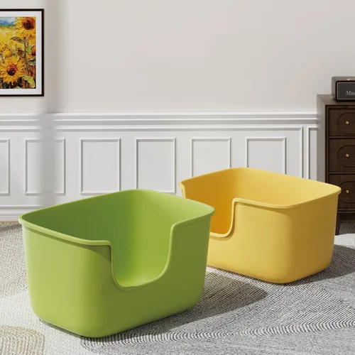 Vista 6 de Vealind Caja de Arena Grande para Gatos de Interior con Lados Altos y Entrada Baja Caja de Arena 22.2"×14.9"×12" Cajas de Arena Altas con Pared