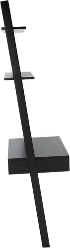Vista 9 de SAFAVIEH Kamy DSK9401D - Escritorio de madera para computadora con 2 Escritorio para computadora, metal caoba, 2 estantes, 28 pulgadas en total Negro