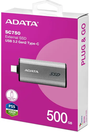 Vista 5 de ADATA SSD externo SC750, 500 GB, W129280789