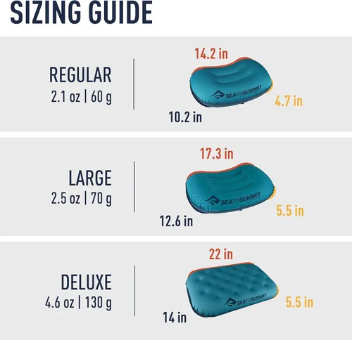 Vista 7 de Sea to Summit Aeros - Almohada inflable ultraligera para acampar y viajar, regular (14.2 x 10.2), espuma marina Ultralight inflatable camping