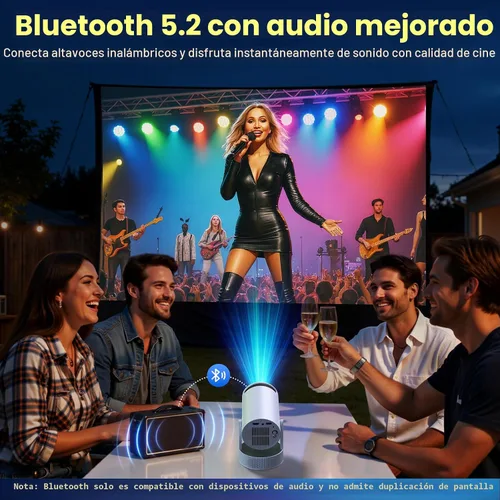 Vista 6 de Mini proyector de batería con WiFi 6 y Bluetooth 5.2, Keystone automático
