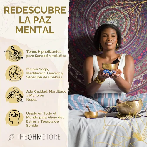 Vista 3 de Juego de cuencos tibetanos de Ohm Store — Cuenco de meditación Lingam martillado a mano — Yoga, equilibrio de chakras, atención plena, alivio