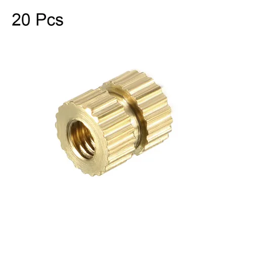 Vista 3 de uxcell Tuercas de inserción moleteadas – 20 piezas M3 x 0.236 in de longitud x 0.197 in de diámetro exterior rosca hembra tuerca de inserción