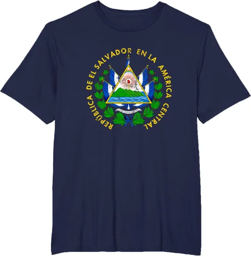 Vista 63 de Escudo de armas de El Salvador Salvadoran Distressed Design T-Shirt